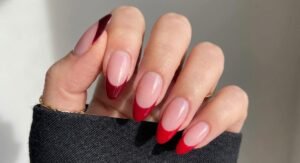 Classic Red Revolution French Tip Nails