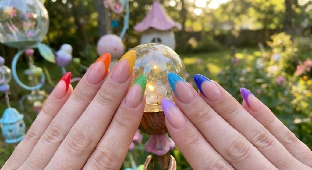 For the ultimate in creative expression, try rainbow French tips. Paint each nail with a different color tip, creating a playful, artistic manicure. This option is perfect for festivals, pride celebrations, or anytime you want to showcase all your favorite colors at once.