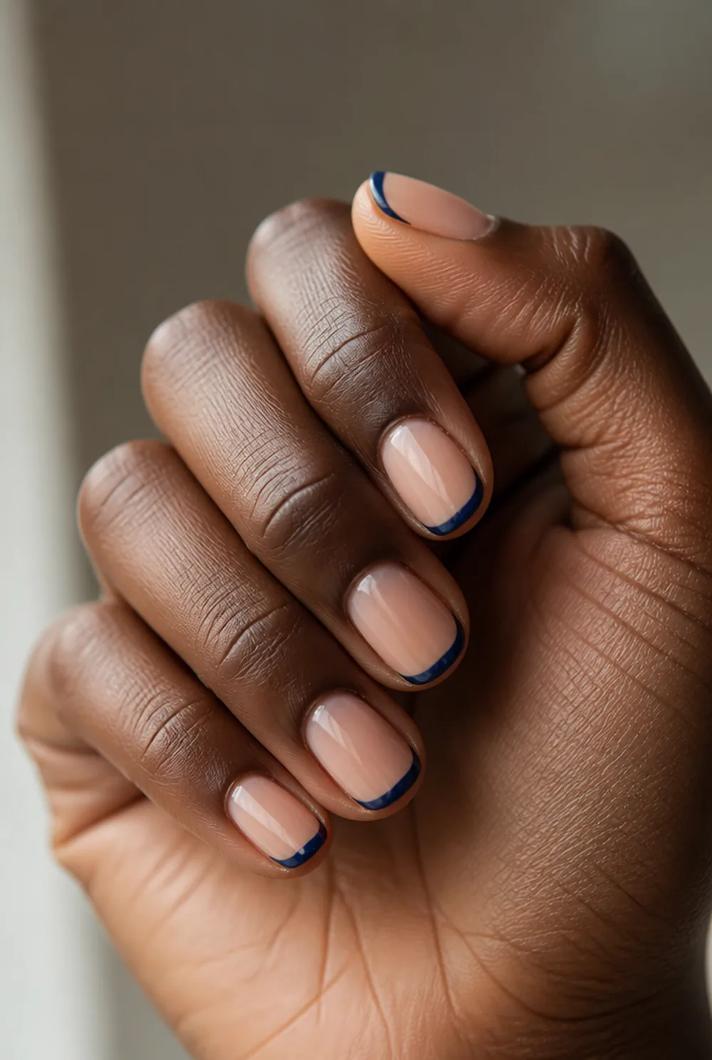 deep navy sophistication french tip nails nail art on deep brown skin