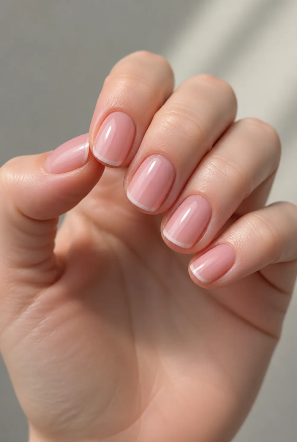 classic white french nail art on fair skin short length - PolishedAndPrettyNails.com classic white french nail art on fair skin, short length