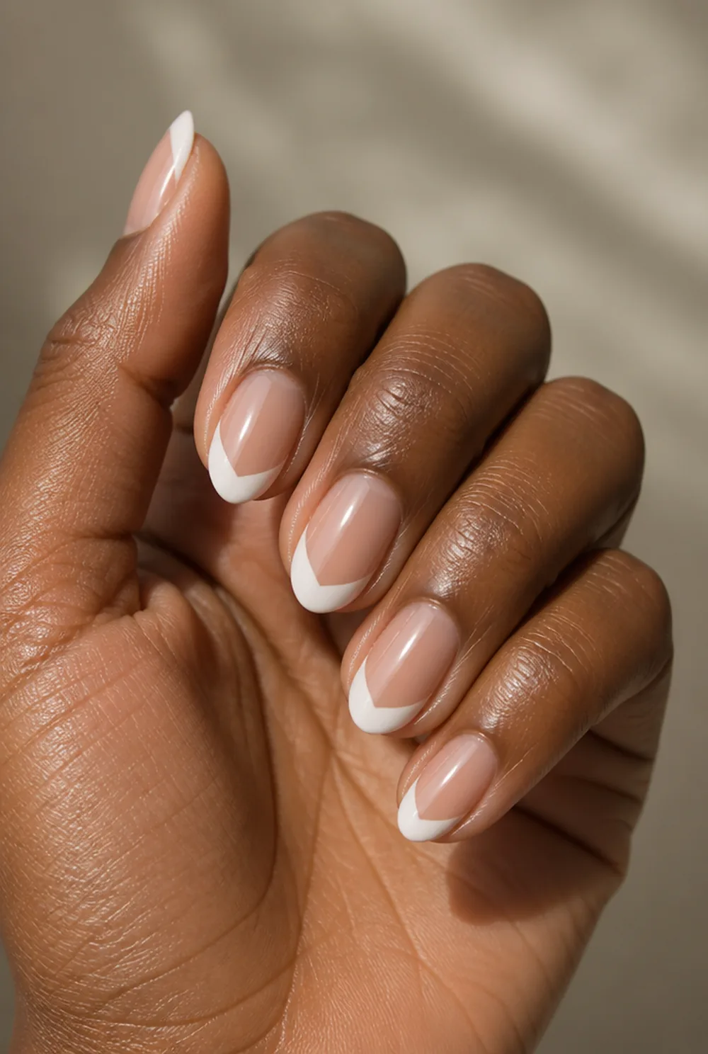 v-french nail art on deep brown skin - PolishedAndPrettyNails.com v-french nail art on deep brown skin