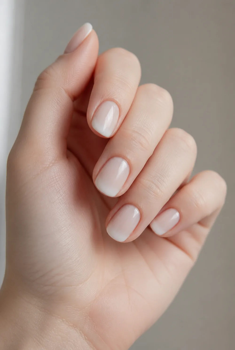 ombre or baby boomer nail art on fair skin short length - PolishedAndPrettyNails.com ombre or baby boomer nail art on fair skin, short length