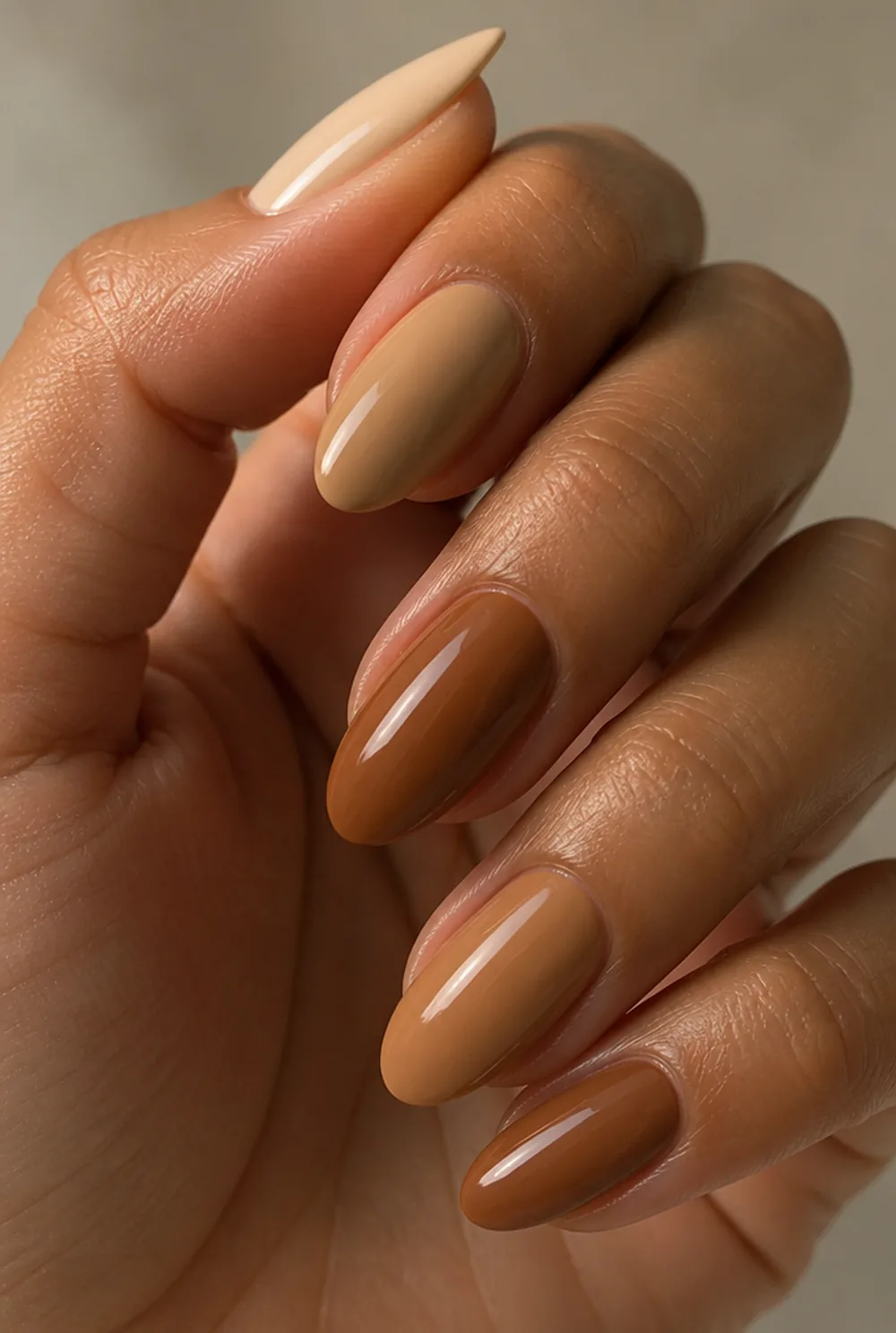 butter rum nail art on olive skin long length - PolishedAndPrettyNails.com butter rum nail art on olive skin, long length