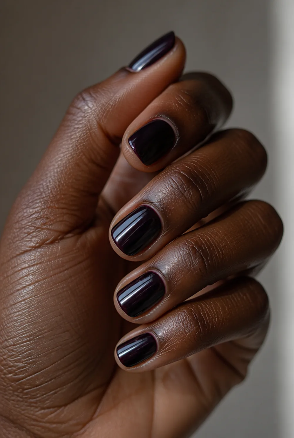 plum nail art on deep brown skin - PolishedAndPrettyNails.com plum nail art on deep brown skin