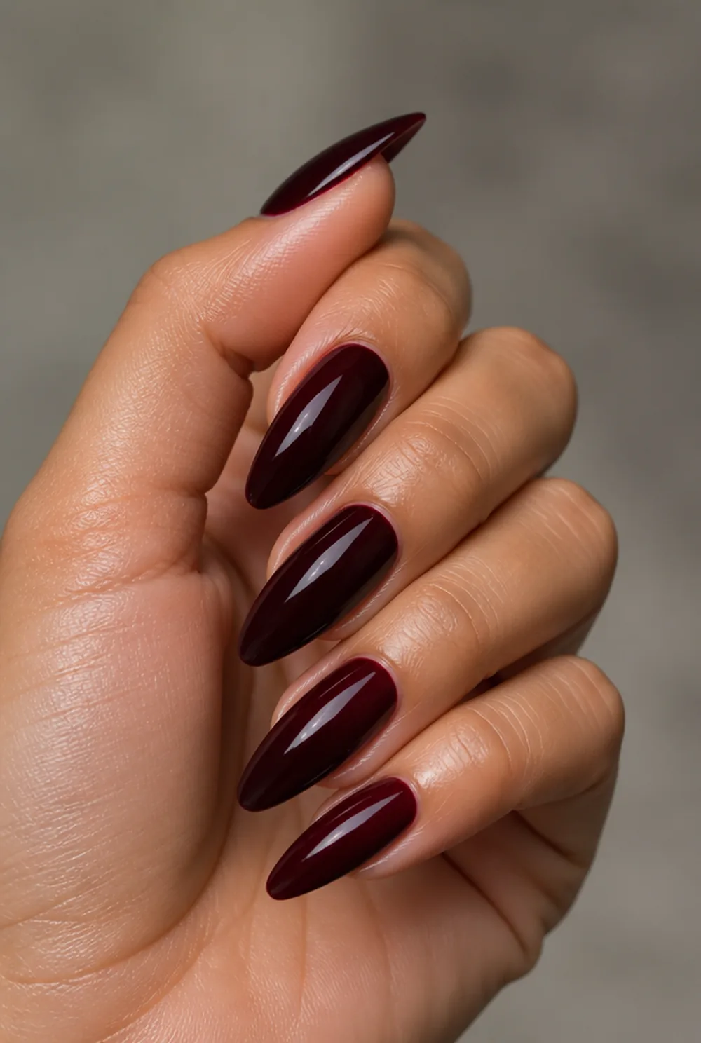 black cherry nail art on olive skin long length - PolishedAndPrettyNails.com black cherry nail art on olive skin, long length