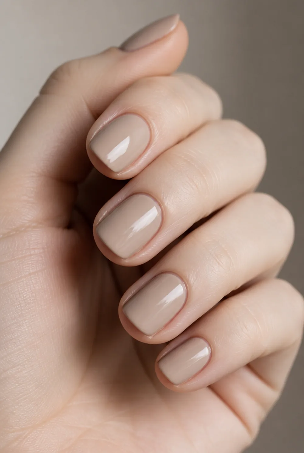 milky beige nail art on fair skin short length - PolishedAndPrettyNails.com milky beige nail art on fair skin, short length