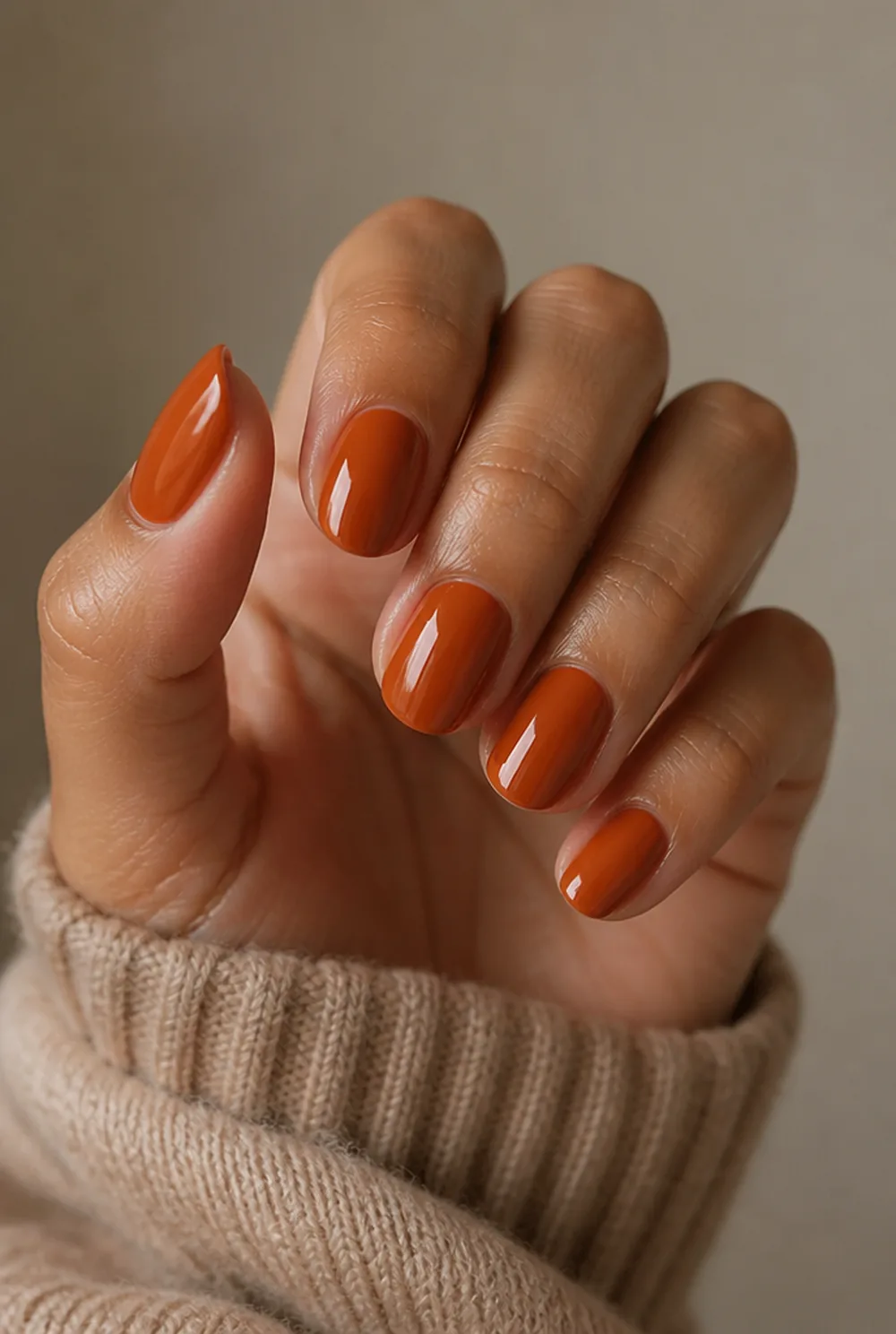 burnt orange nail art on olive skin long length - PolishedAndPrettyNails.com burnt orange nail art on olive skin, long length