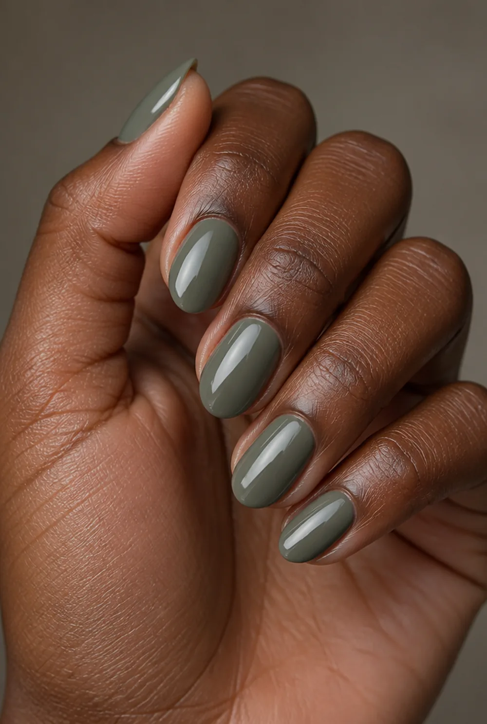 olive green nail art on deep brown skin - PolishedAndPrettyNails.com olive green nail art on deep brown skin