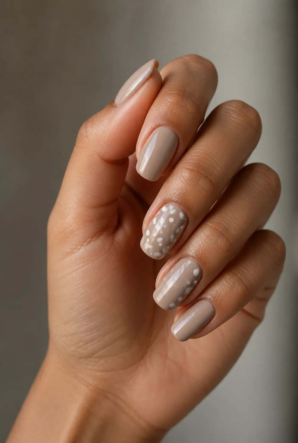 polka dot accent nail art on olive skin long length - PolishedAndPrettyNails.com polka dot accent nail art on olive skin, long length