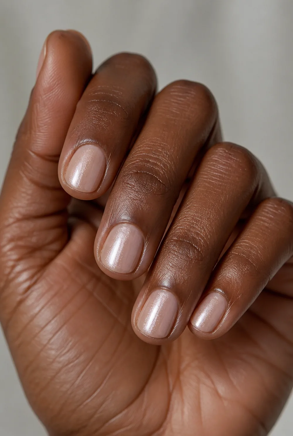 pearl shimmer top coat nail art on deep brown skin - PolishedAndPrettyNails.com pearl shimmer top coat nail art on deep brown skin