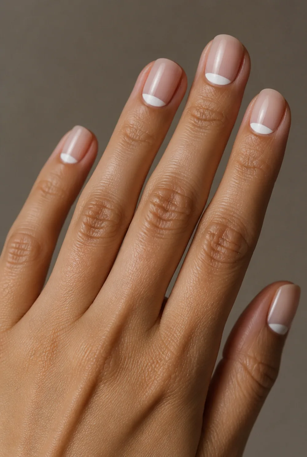 half-moon cuticle arcs nail art on olive skin long length - PolishedAndPrettyNails.com half-moon cuticle arcs nail art on olive skin, long length