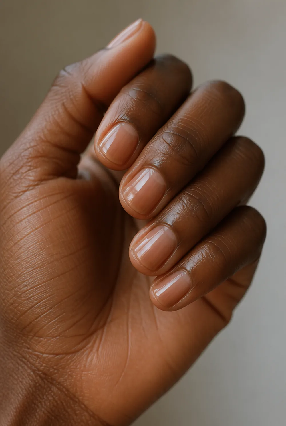 clear gloss and cuticle oil nail art on deep brown skin - PolishedAndPrettyNails.com clear gloss and cuticle oil nail art on deep brown skin