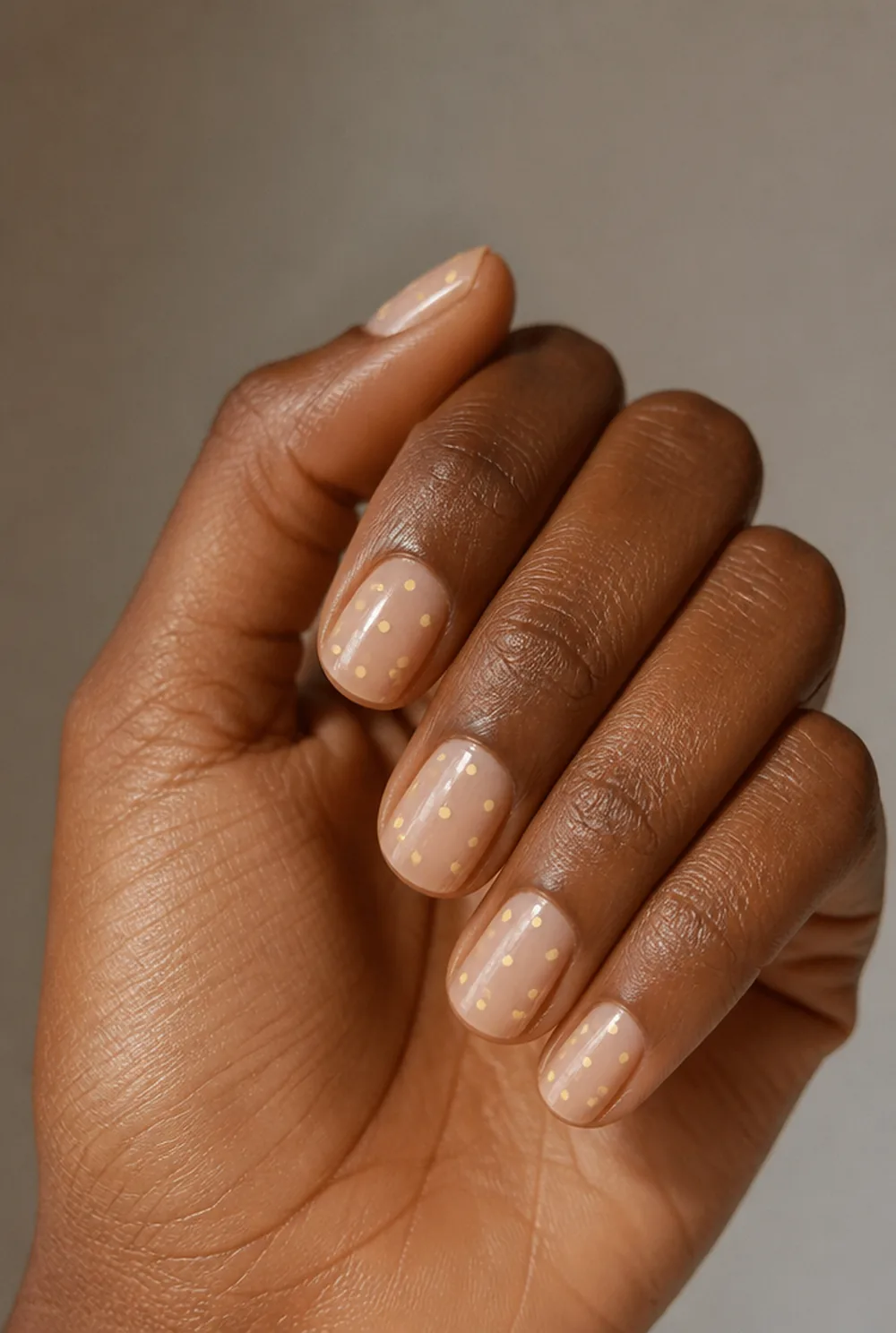 butter yellow micro dots nail art on deep brown skin - PolishedAndPrettyNails.com butter yellow micro dots nail art on deep brown skin