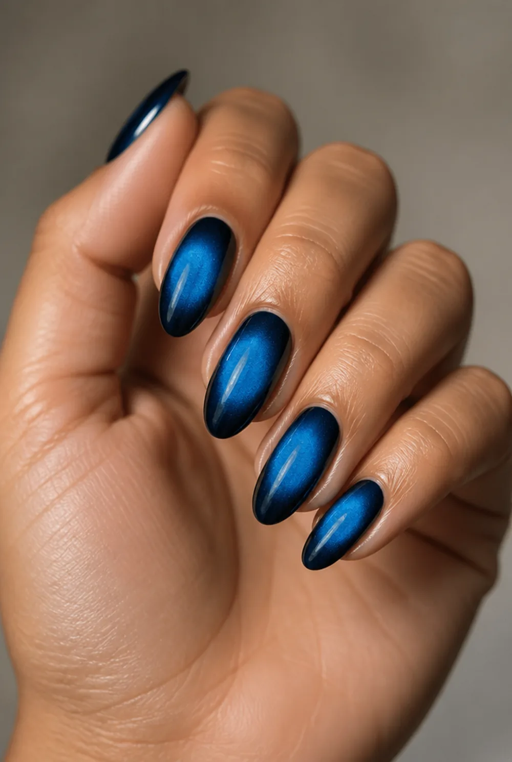 airbrushed aura almond nail art on olive skin long length - PolishedAndPrettyNails.com airbrushed aura almond nail art on olive skin, long length