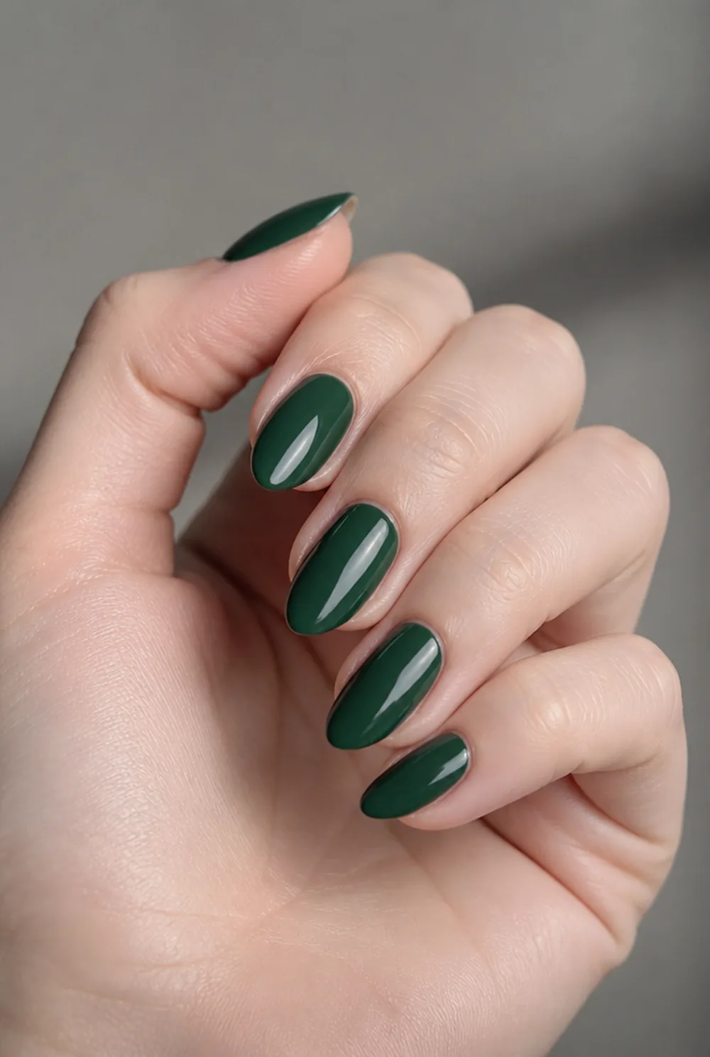 money-green almond nail art on fair skin short length - PolishedAndPrettyNails.com money-green almond nail art on fair skin, short length
