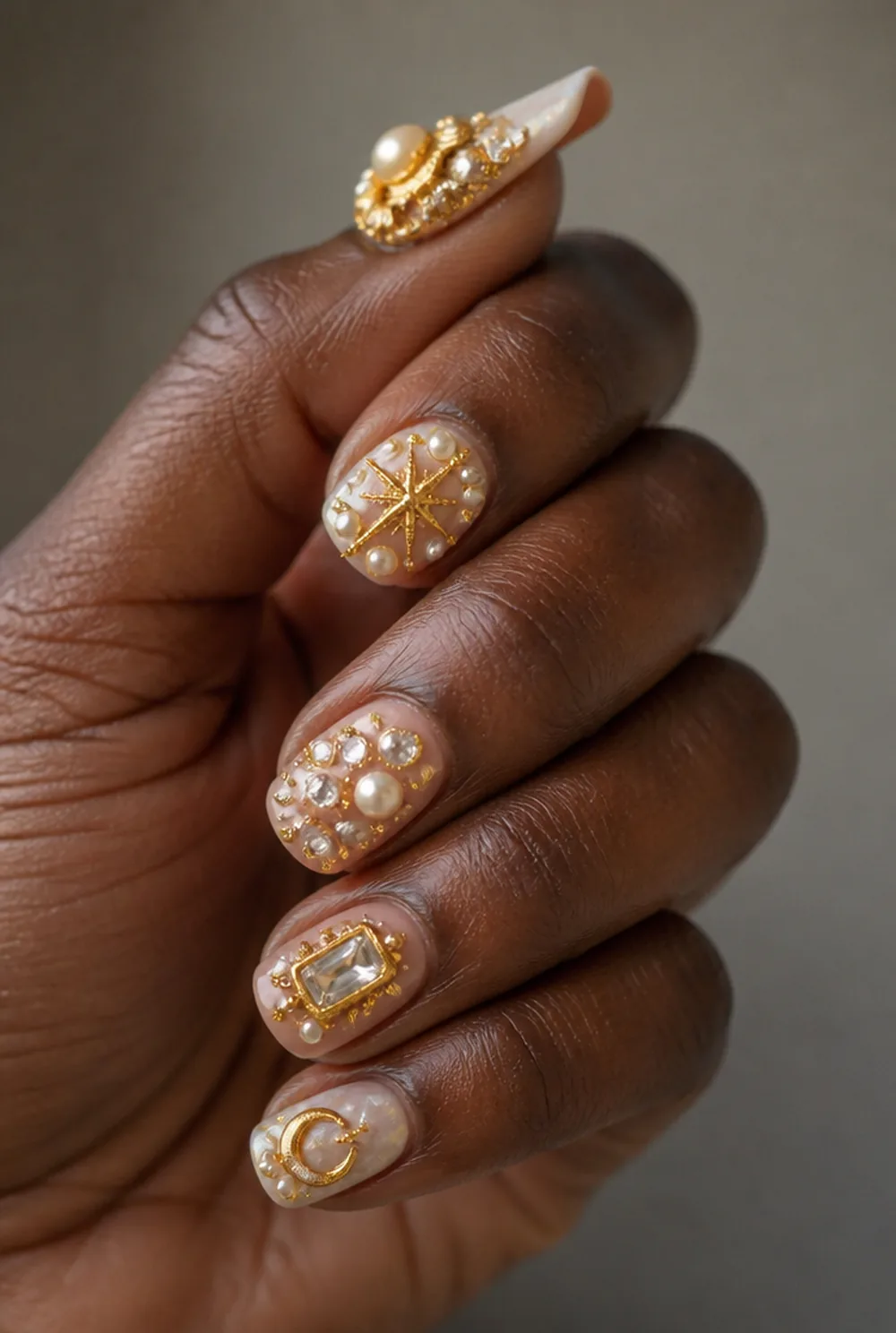 junk nails curated nail art on deep brown skin - PolishedAndPrettyNails.com junk nails, curated nail art on deep brown skin