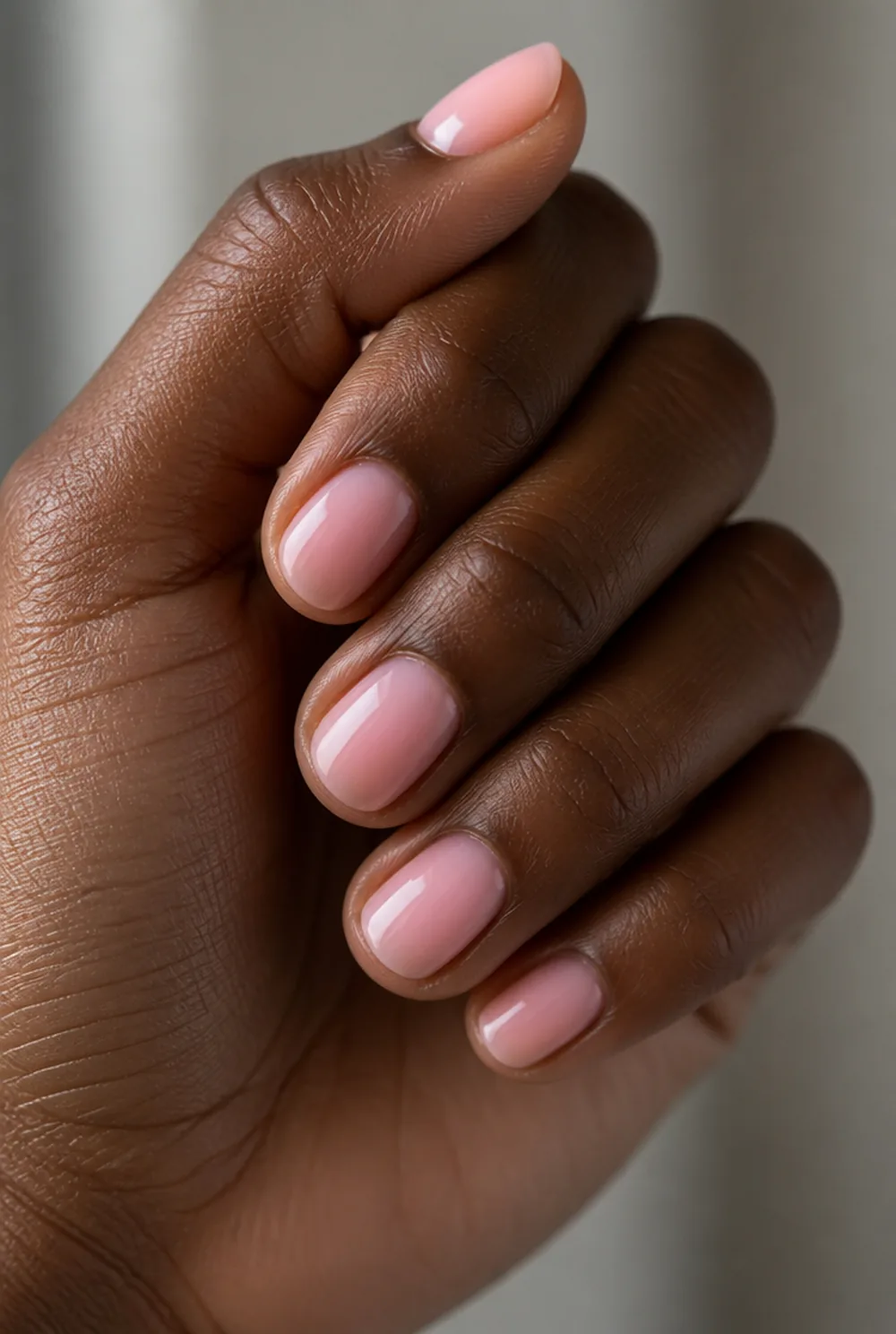 airbrushed aura short round nail art on deep brown skin - PolishedAndPrettyNails.com airbrushed aura, short round nail art on deep brown skin