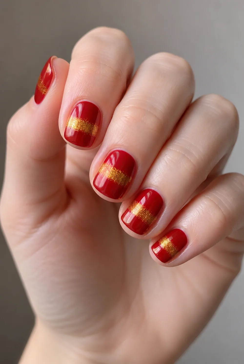 ruby cat eye nail art on fair skin short length - PolishedAndPrettyNails.com ruby cat eye nail art on fair skin, short length