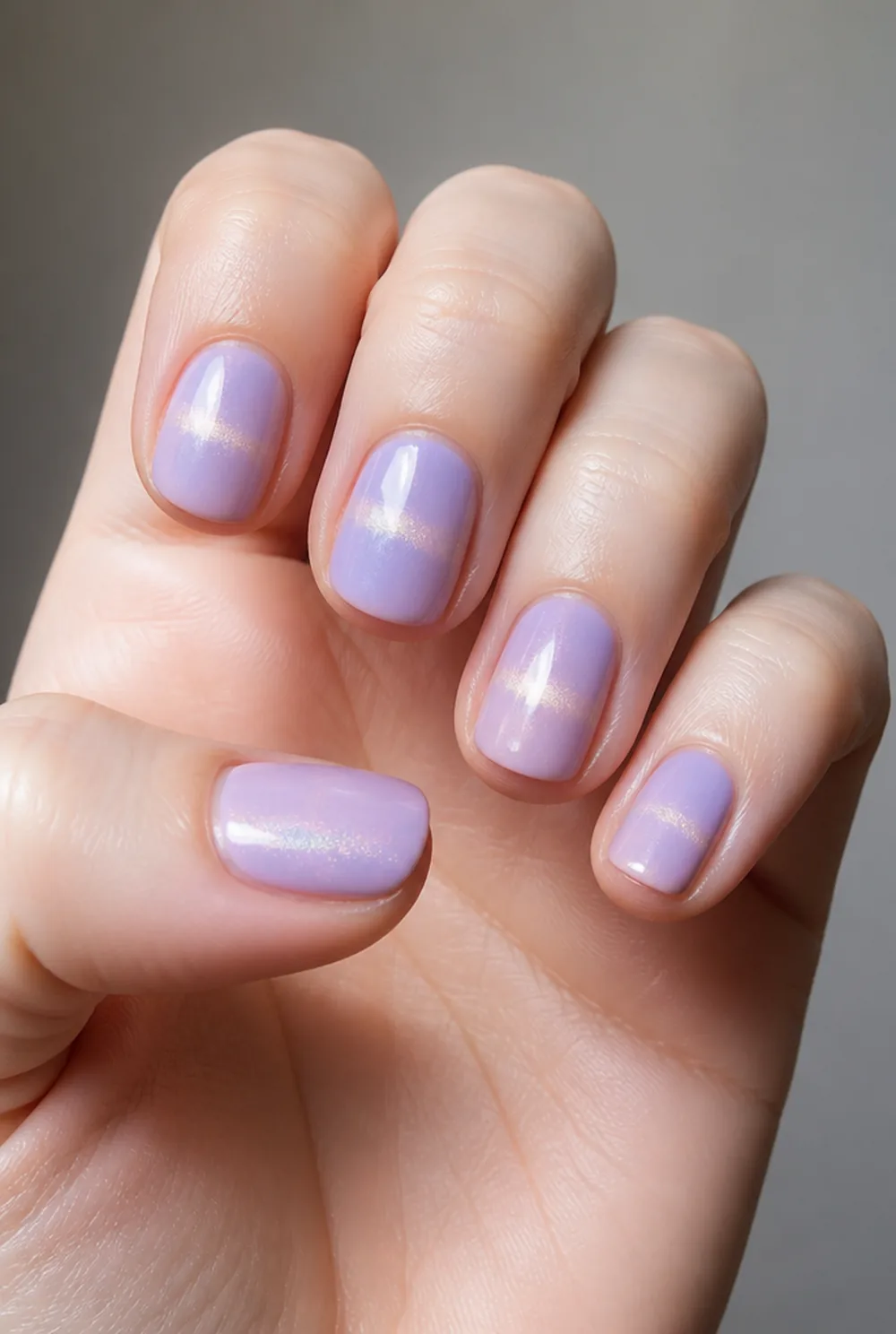 lilac moonbeam nail art on fair skin short length - PolishedAndPrettyNails.com lilac moonbeam nail art on fair skin, short length