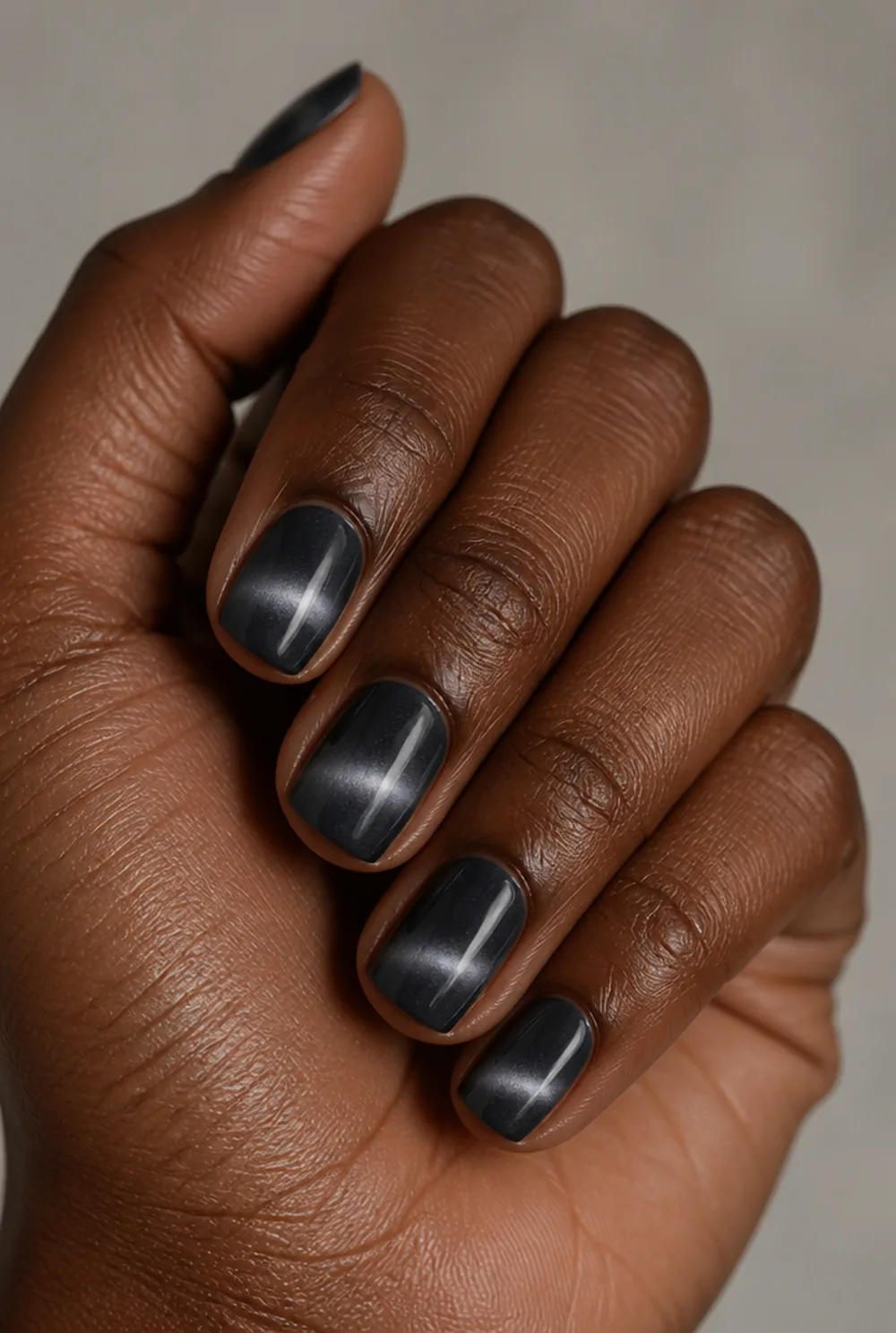 charcoal smoke nail art on deep brown skin - PolishedAndPrettyNails.com charcoal smoke nail art on deep brown skin