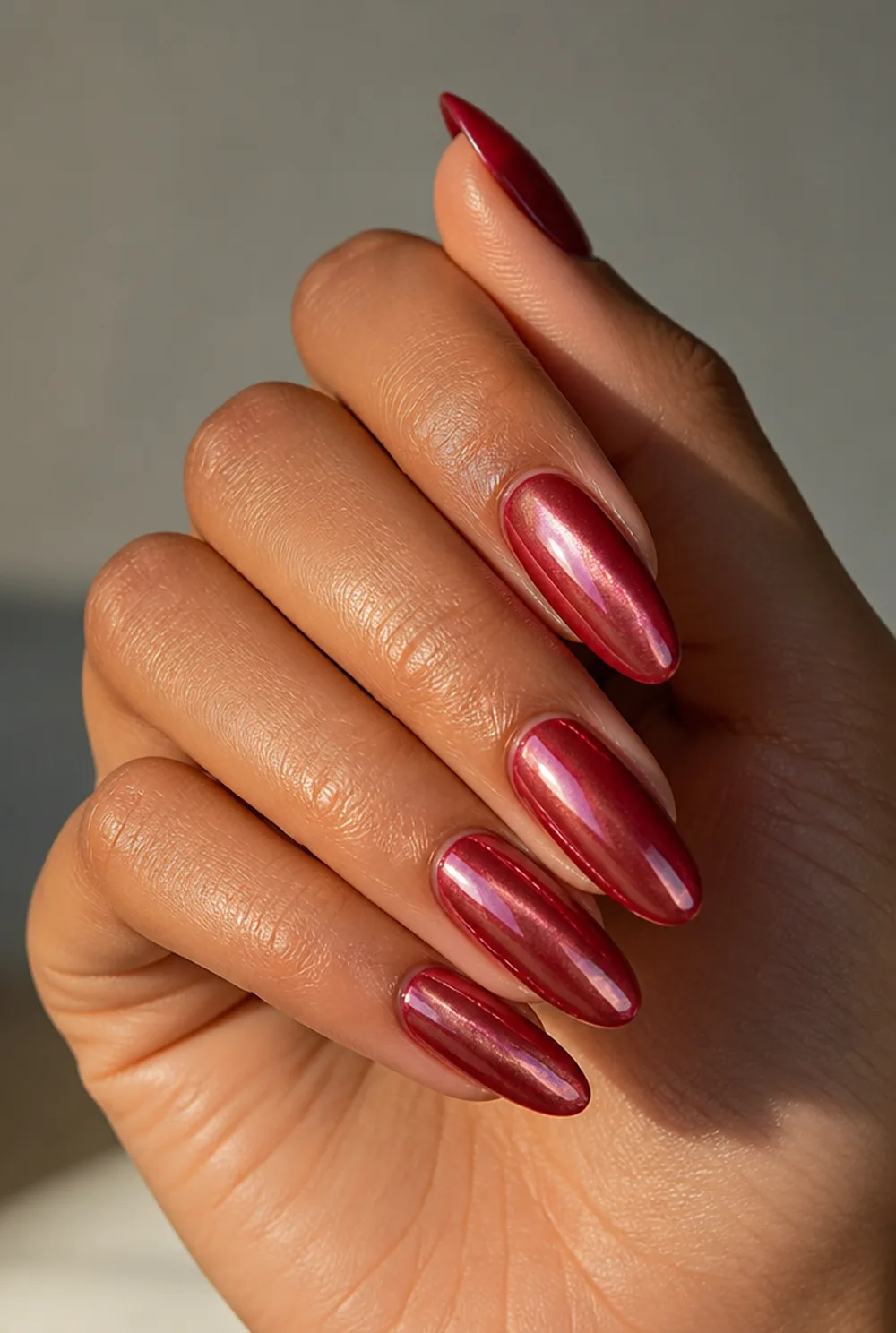 glazed cherry red nail art on olive skin long length - PolishedAndPrettyNails.com glazed cherry red nail art on olive skin, long length