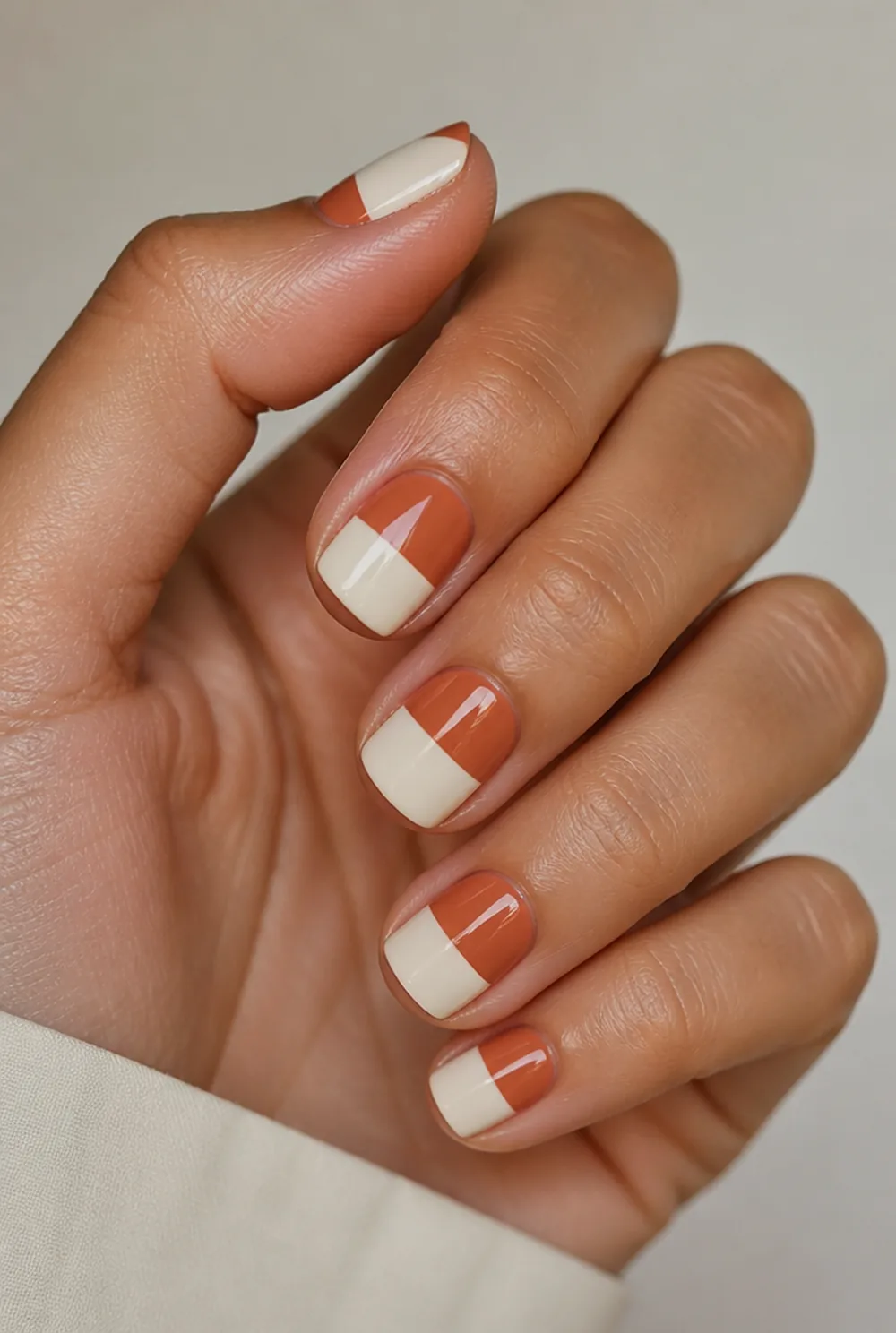 color block two tone nail art