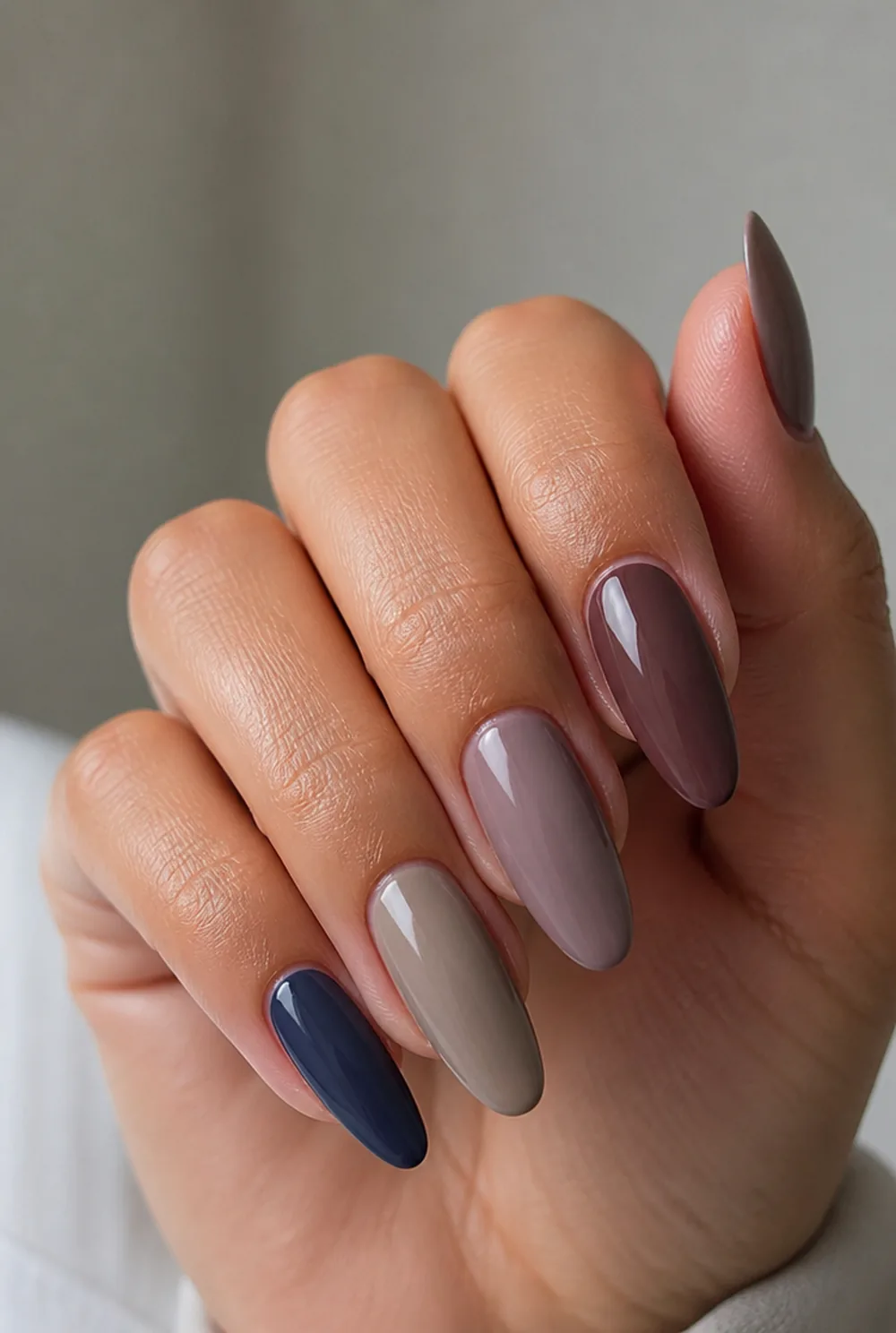 disney bound neutrals nail art on olive skin, long length