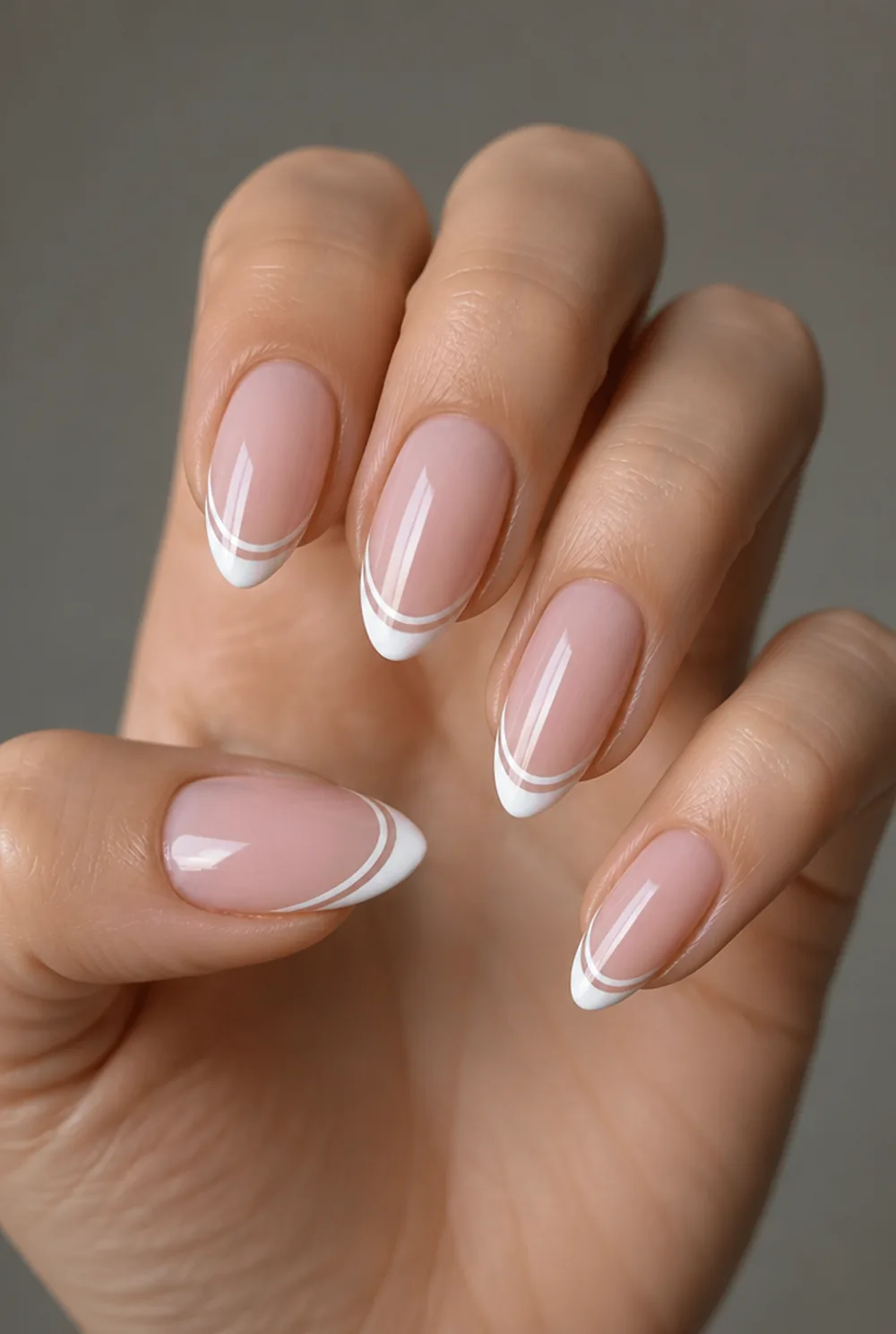 double line french tip nail art