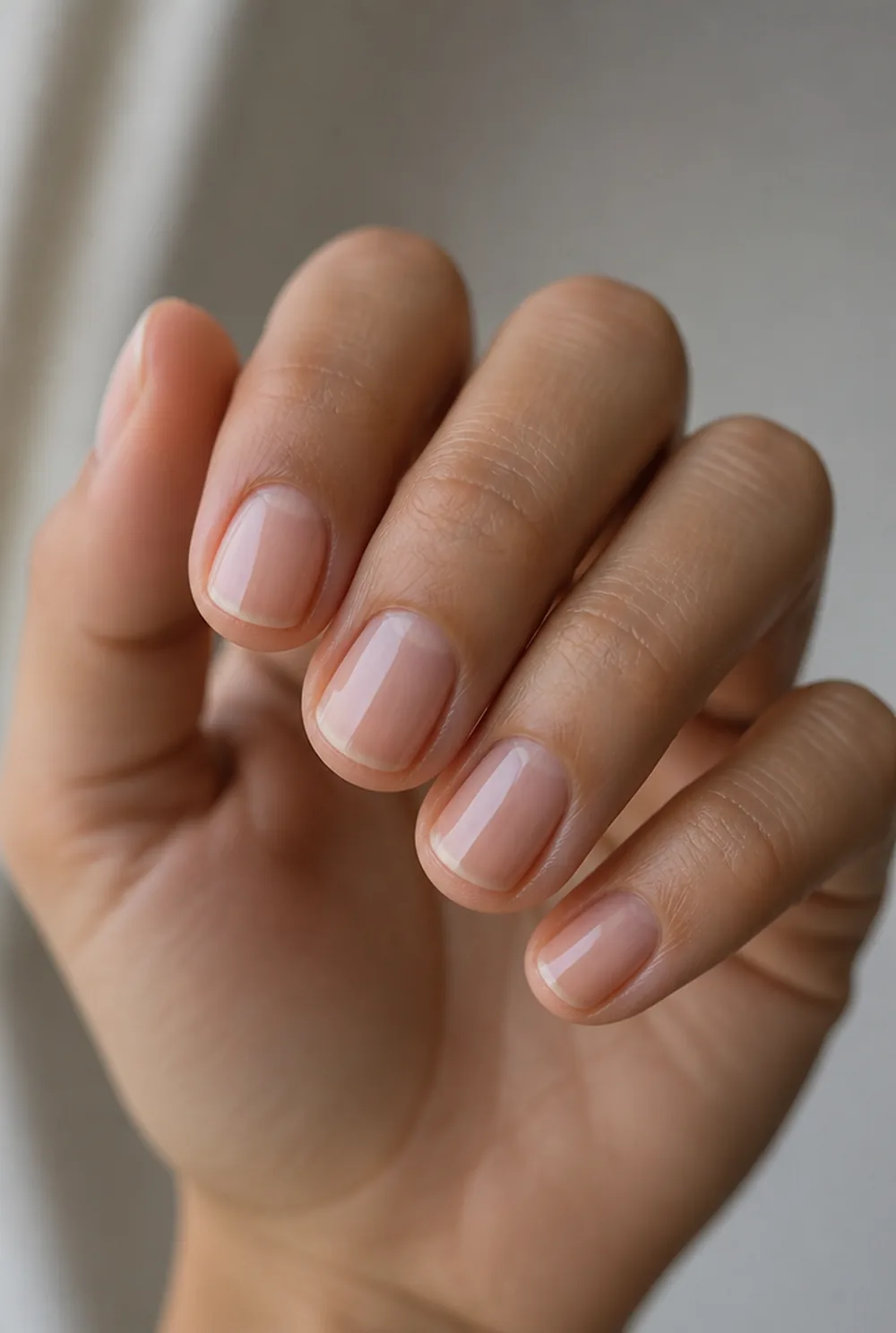 the cuticle care look nail art on olive skin, long length