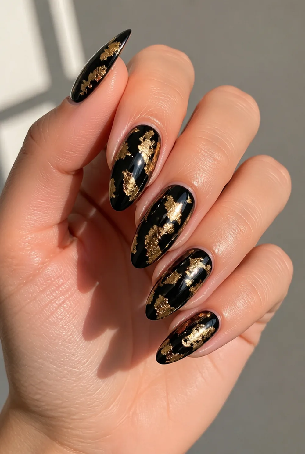 gold foil flake nail art