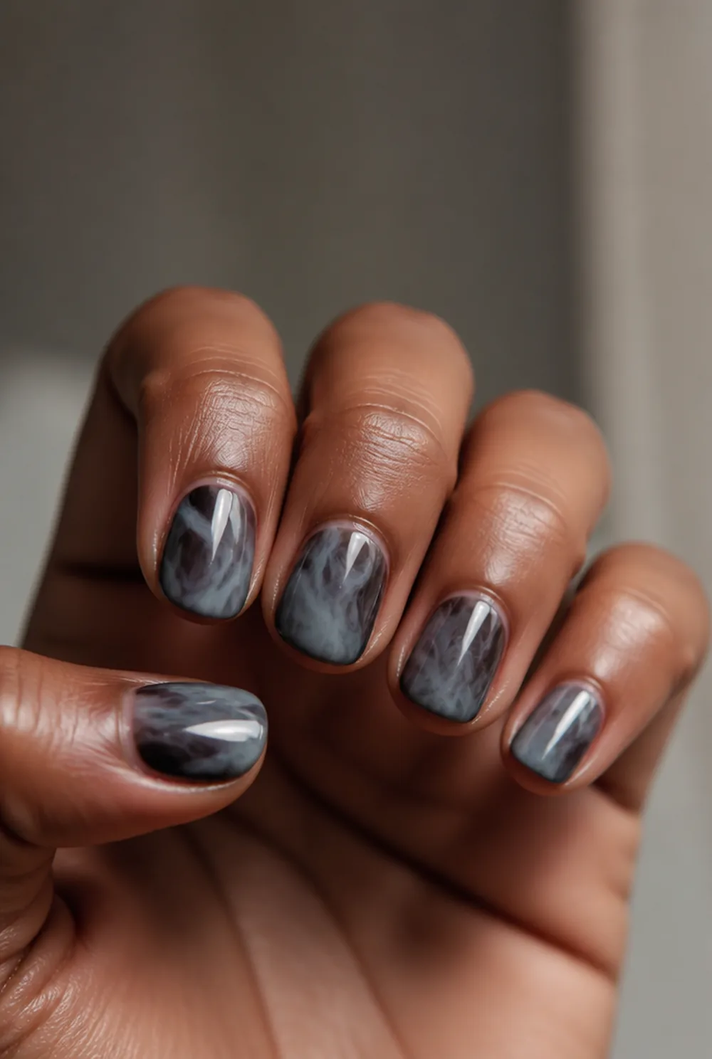 smoky haunted ombre nail art on deep brown skin - PolishedAndPrettyNails.com smoky haunted ombre nail art on deep brown skin