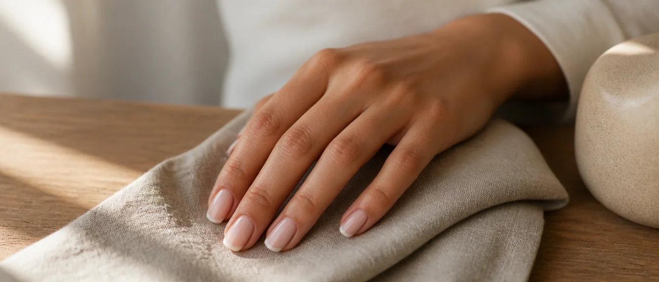 Micro french tips on short almond nails - PolishedAndPrettyNails.com Micro french tips on short almond nails