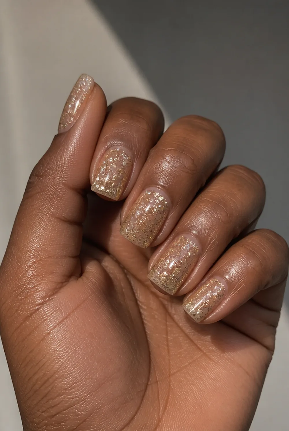encapsulated glitter nail art on deep brown skin - PolishedAndPrettyNails.com encapsulated glitter nail art on deep brown skin