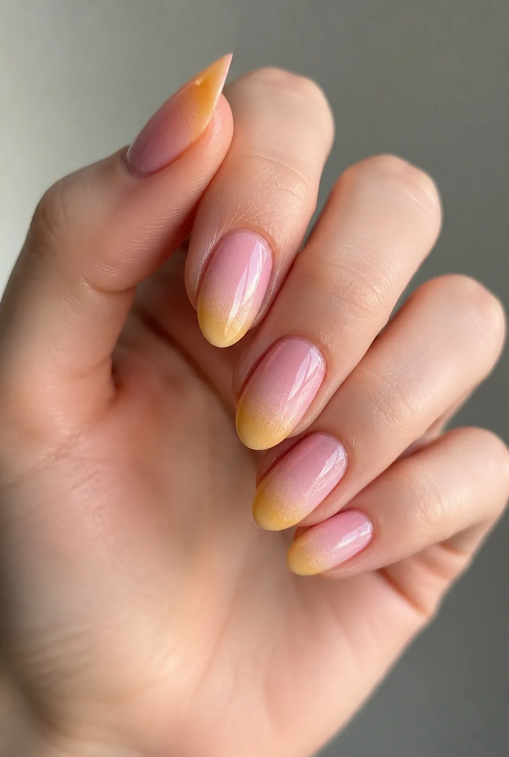 airbrushed gradient nail art on fair skin short length - PolishedAndPrettyNails.com airbrushed gradient nail art on fair skin, short length
