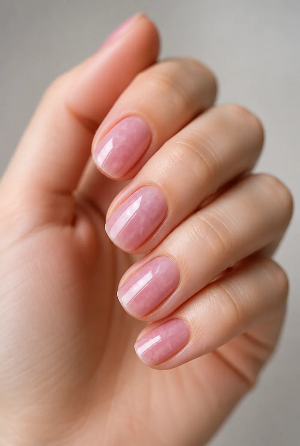 quartz effect nail art on fair skin, short length