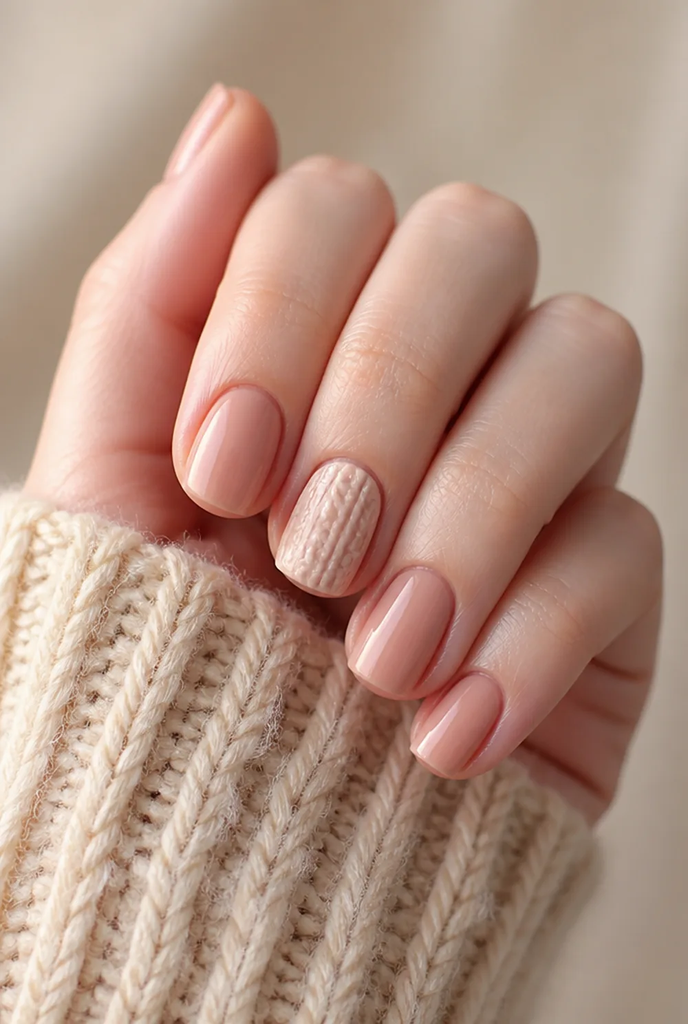texture nails croc tweed and sweater knit nail art on fair skin short length - PolishedAndPrettyNails.com texture nails: croc, tweed, and sweater knit nail art on fair skin, short length