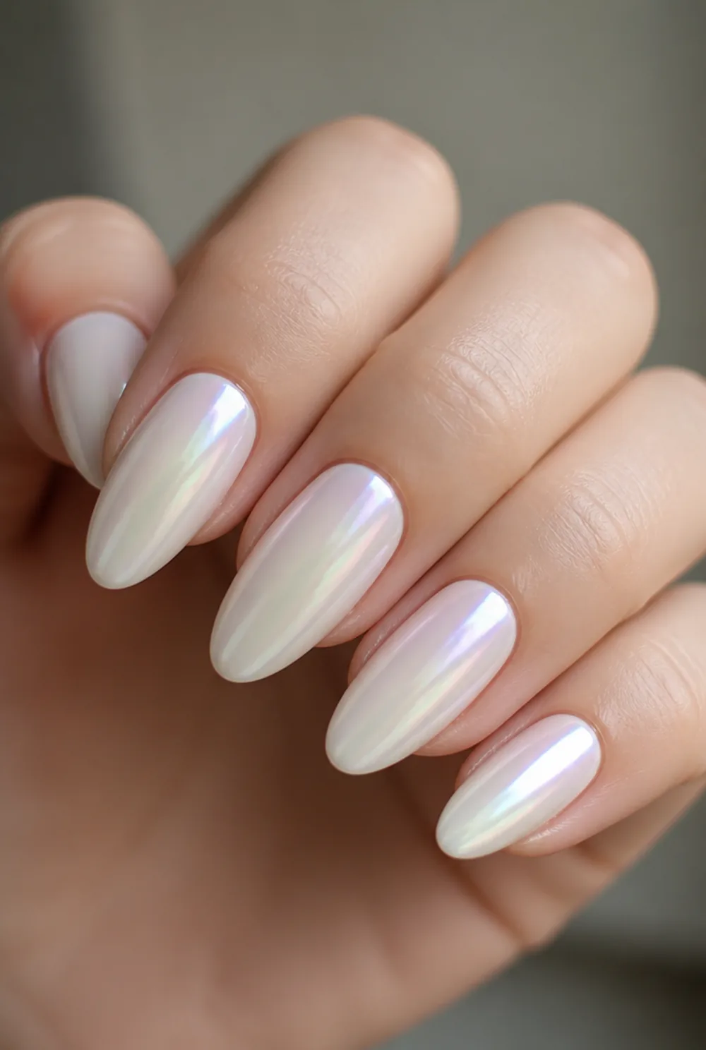 pearl glazed chrome nail art