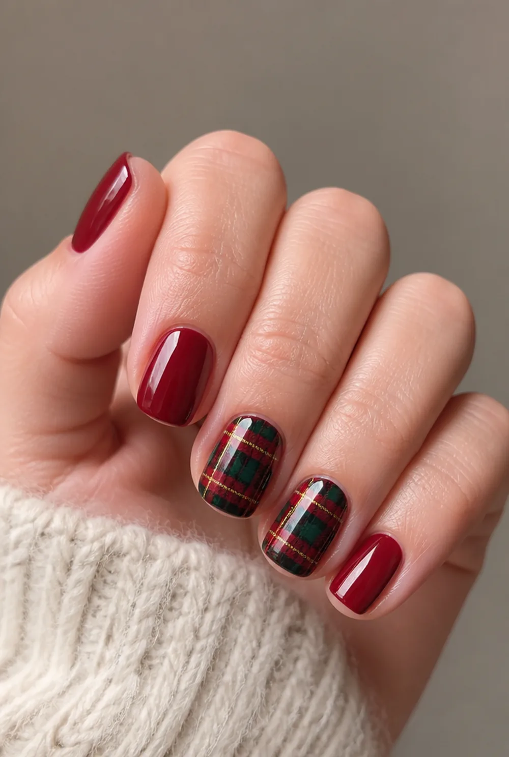 plaid flannel fall nail art