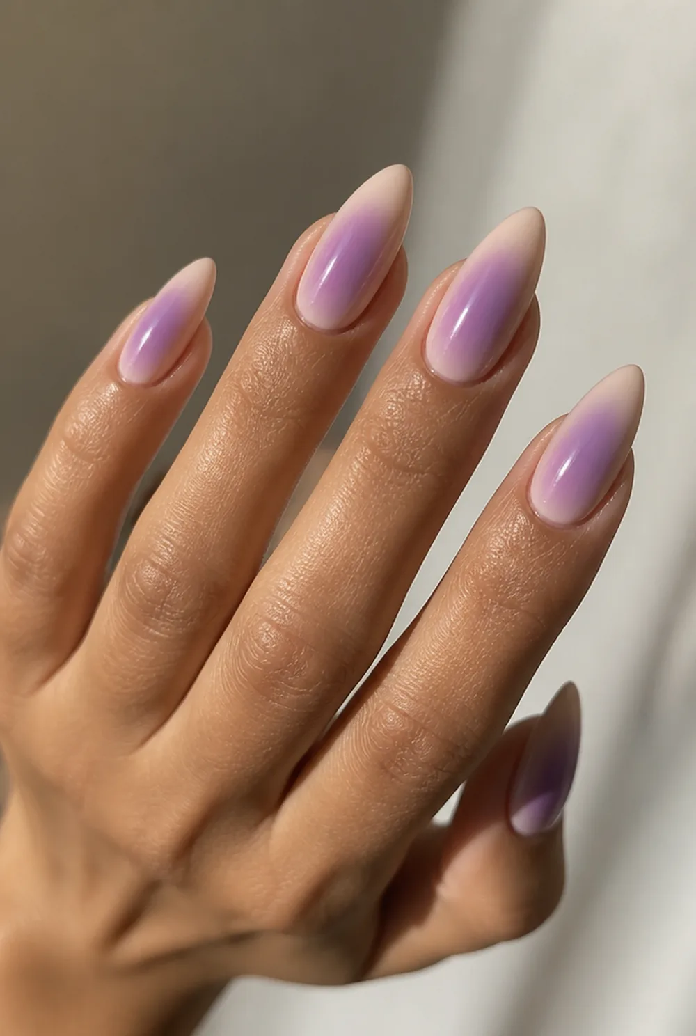 purple aura nail art on olive skin long length - PolishedAndPrettyNails.com purple aura nail art on olive skin, long length