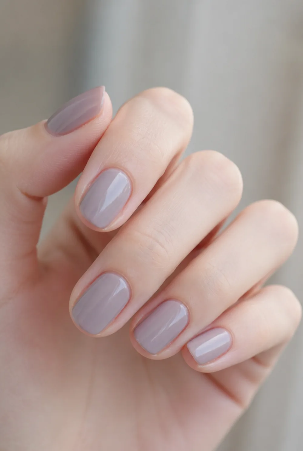 taro milk tea nail art on fair skin short length - PolishedAndPrettyNails.com taro milk tea nail art on fair skin, short length