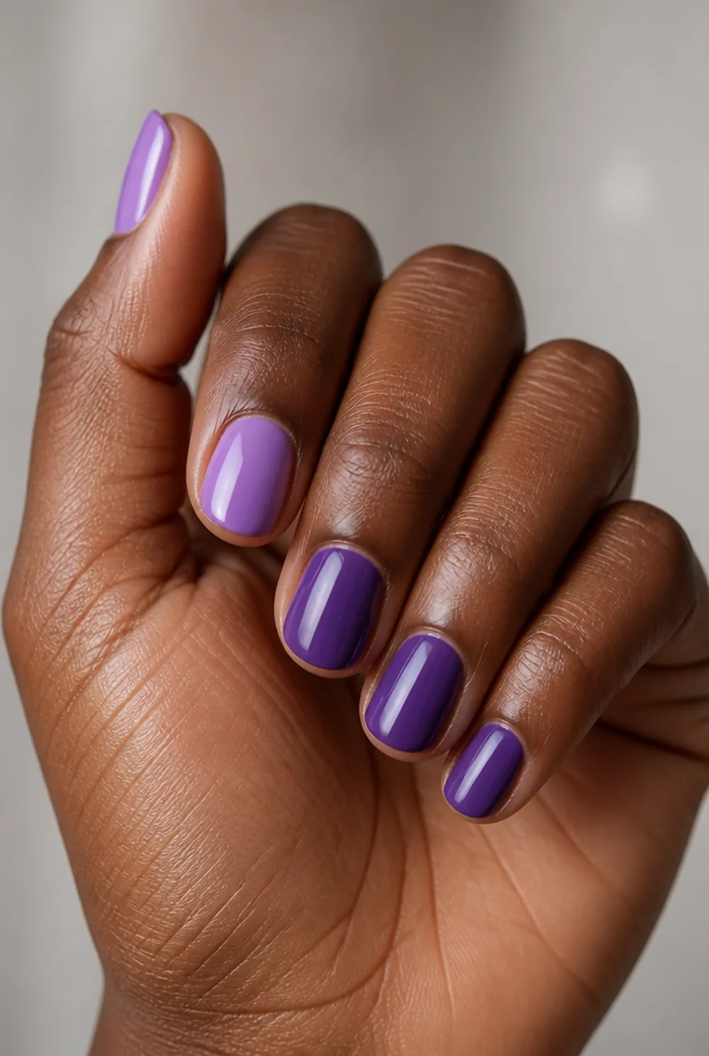 thermal purple nail art on deep brown skin - PolishedAndPrettyNails.com thermal purple nail art on deep brown skin
