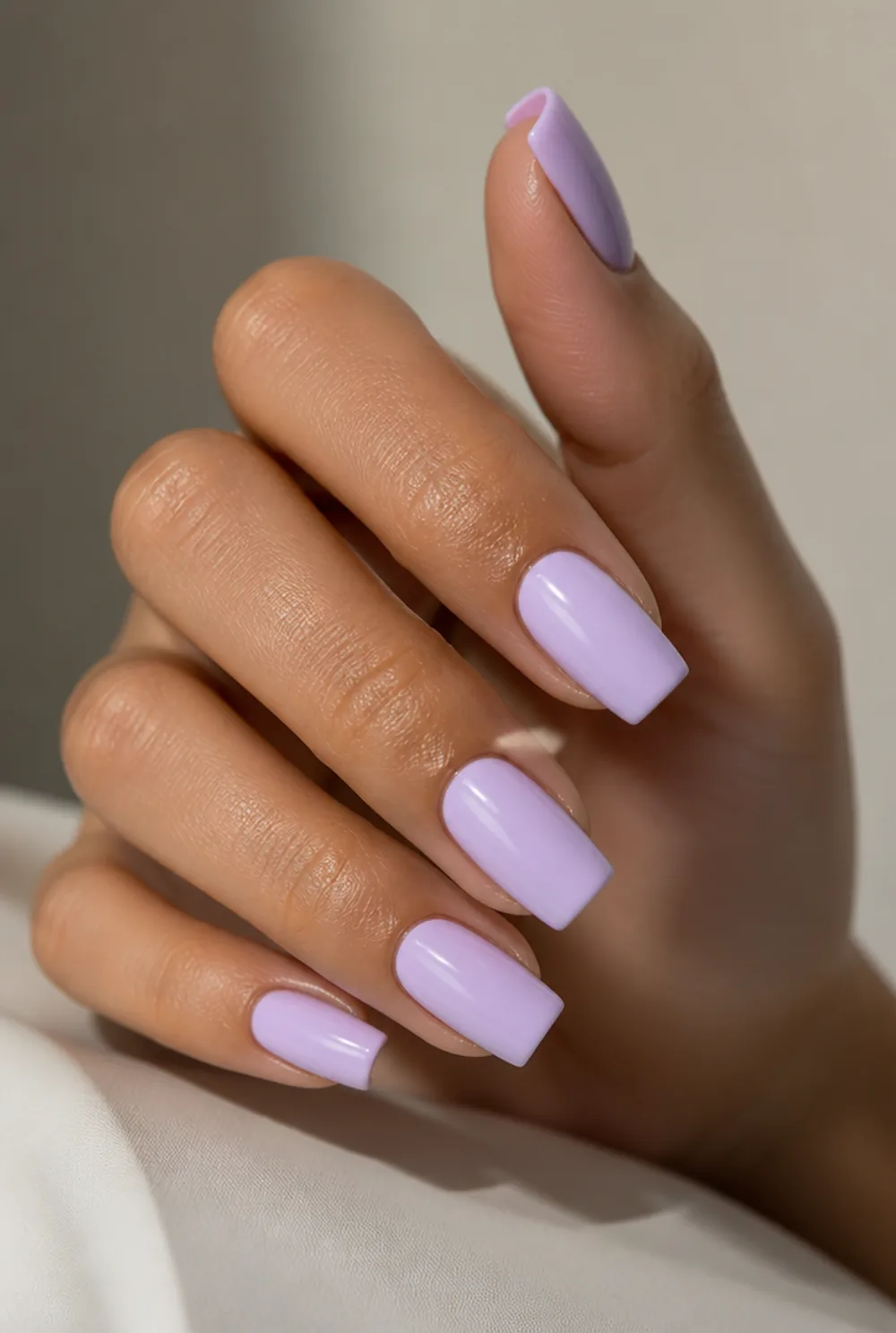 wisteria pastel square nail art on olive skin long length - PolishedAndPrettyNails.com wisteria pastel square nail art on olive skin, long length