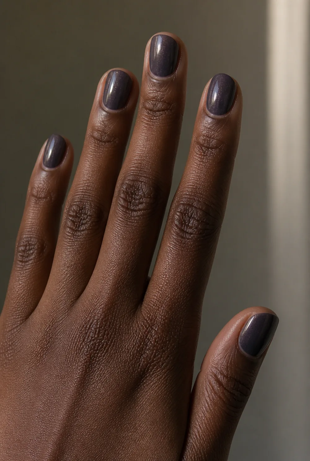 smoky amethyst nail art on deep brown skin - PolishedAndPrettyNails.com smoky amethyst nail art on deep brown skin