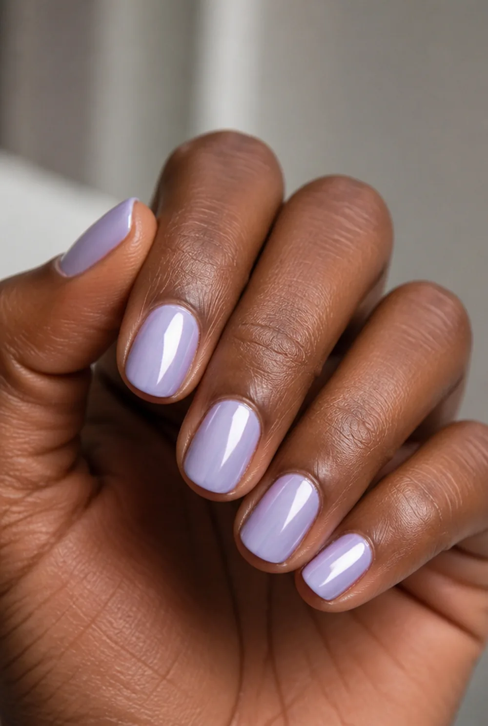 lilac chrome nail art on deep brown skin - PolishedAndPrettyNails.com lilac chrome nail art on deep brown skin