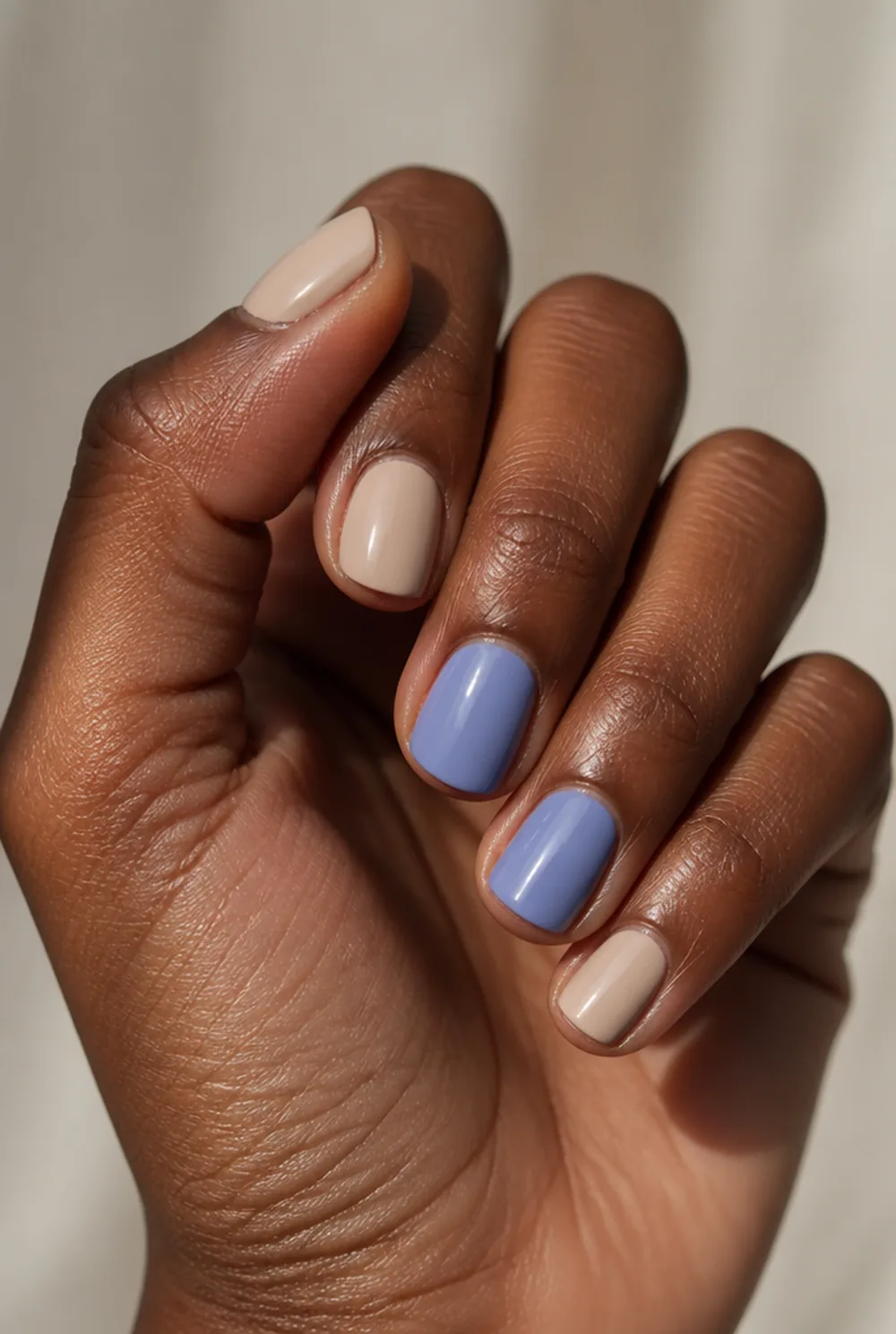 periwinkle accents nail art on deep brown skin - PolishedAndPrettyNails.com periwinkle accents nail art on deep brown skin