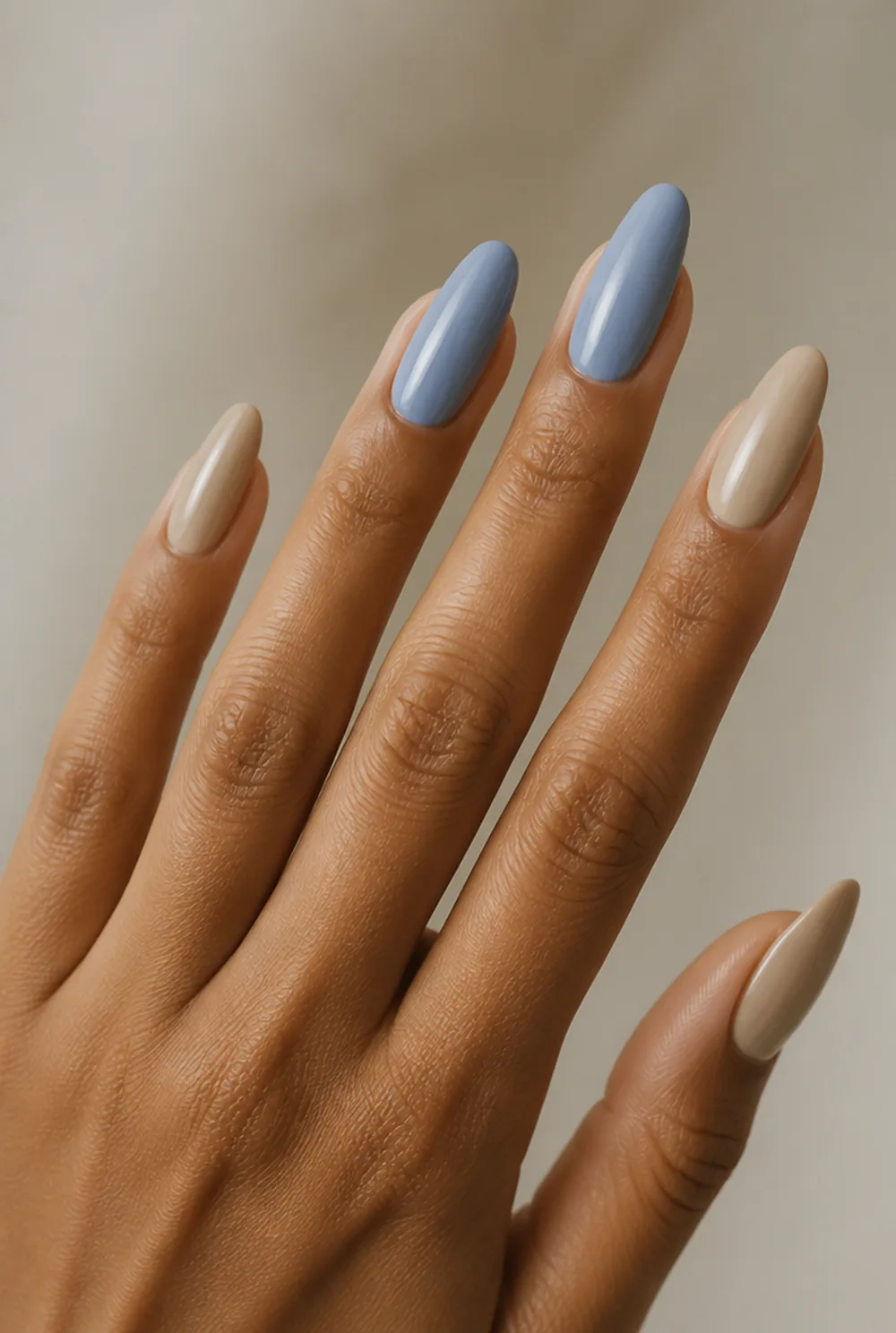 periwinkle accents nail art on olive skin long length - PolishedAndPrettyNails.com periwinkle accents nail art on olive skin, long length