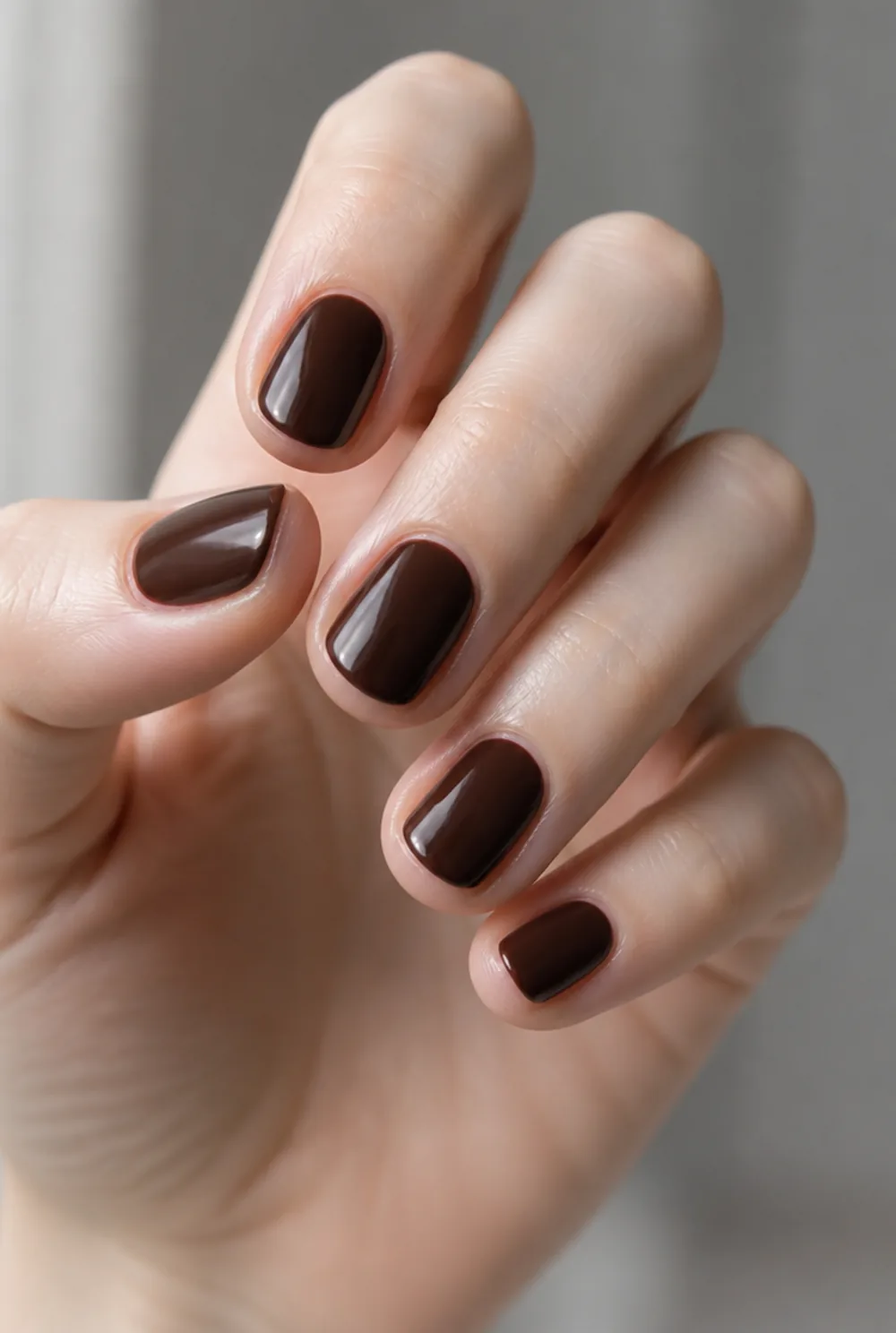 espresso creme solids nail art on fair skin short length - PolishedAndPrettyNails.com espresso creme solids nail art on fair skin, short length