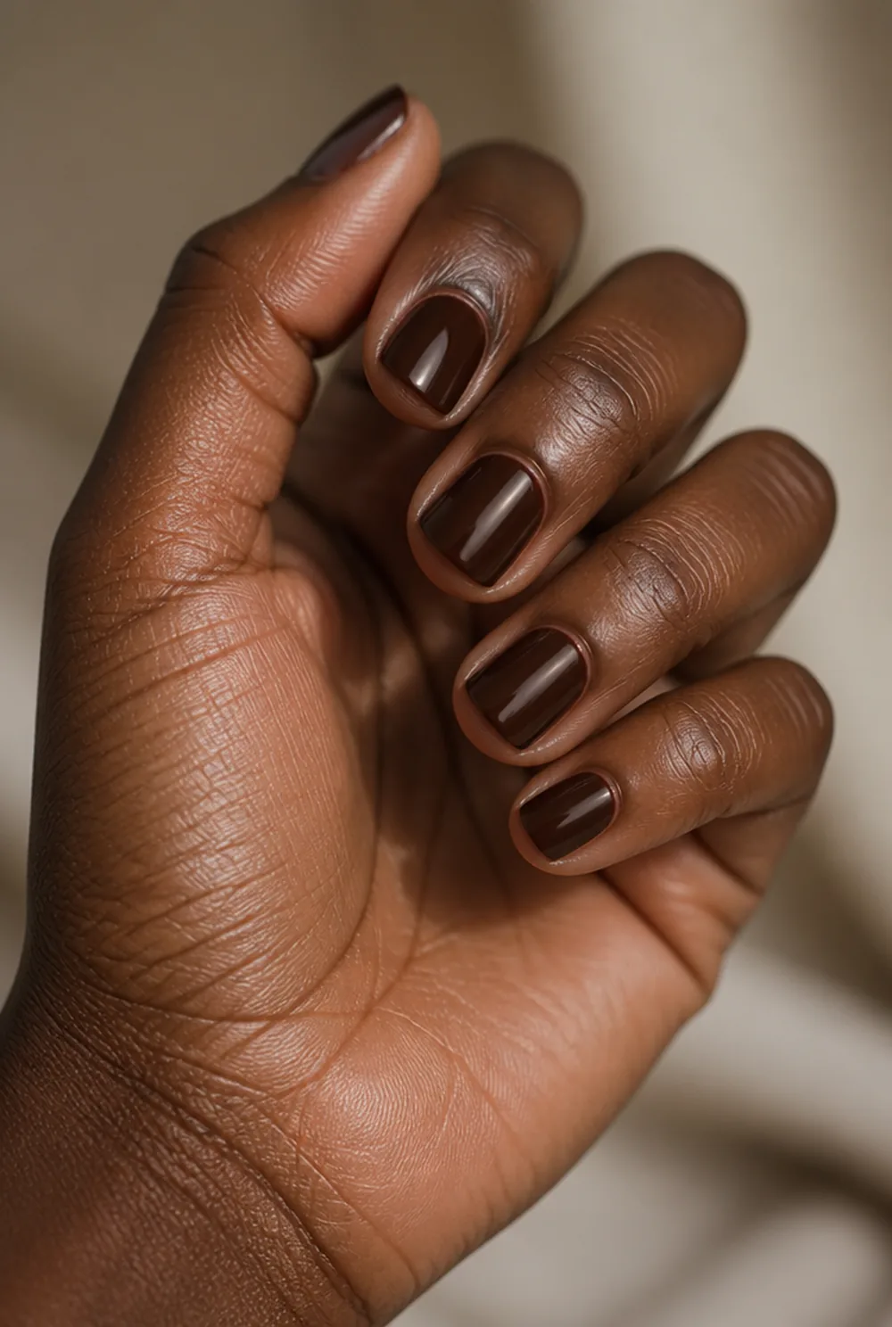 espresso creme solids nail art on deep brown skin - PolishedAndPrettyNails.com espresso creme solids nail art on deep brown skin