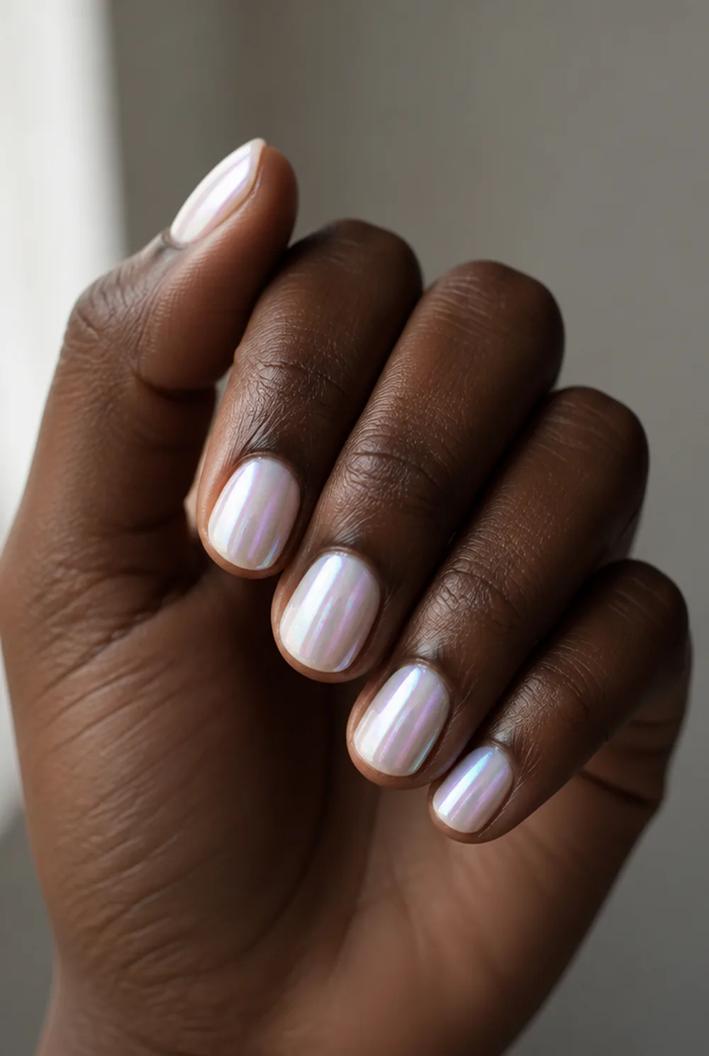 glazed donut short nail art on deep brown skin