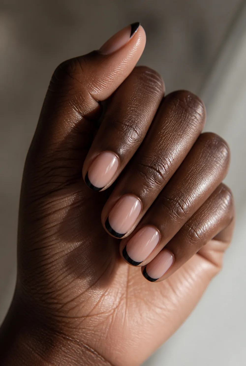 black tips only nail art on deep brown skin - PolishedAndPrettyNails.com black tips only nail art on deep brown skin